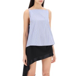 striped sleeveless top in poplin