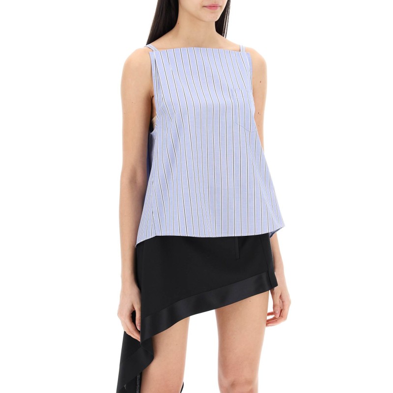 striped sleeveless top in poplin