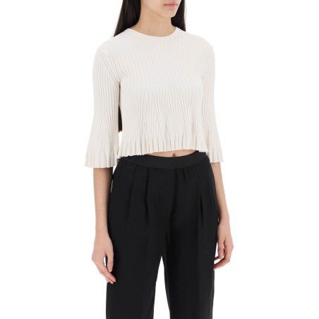 silk and cotton knit ammi crop top in