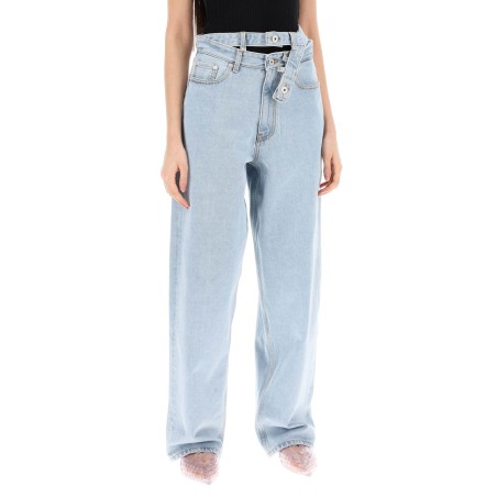 evergreen double-waist jeans