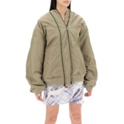 nylon bomber jacket with double zipper closure