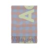 "checked scarf with logo pattern"