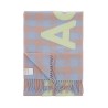 "checked scarf with logo pattern"