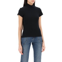 high-neck ribbed top with nine words