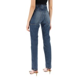 high-waisted slim fit jeans