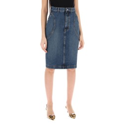 denim midi skirt in seven