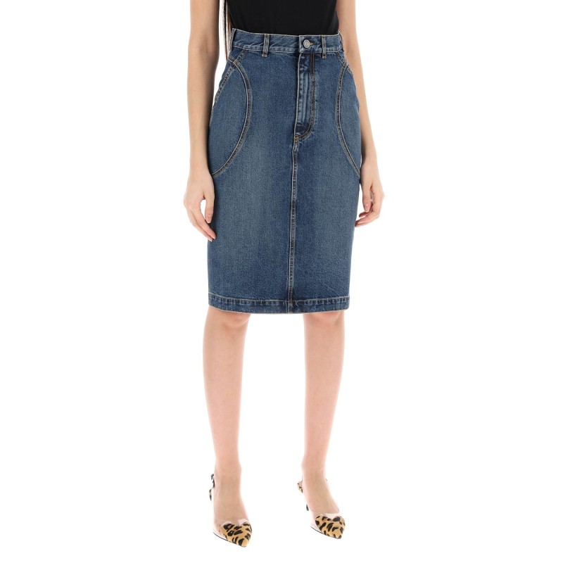 denim midi skirt in seven