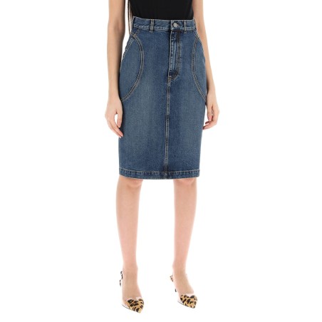 denim midi skirt in seven