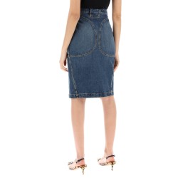 denim midi skirt in seven