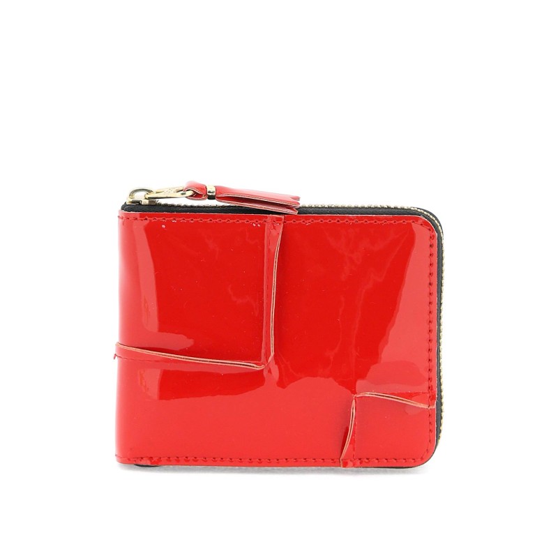 zip around patent leather wallet with zipper