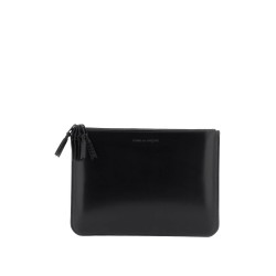 brushed leather multi-zip pouch with