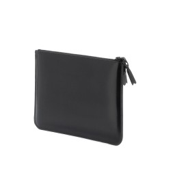 brushed leather multi-zip pouch with