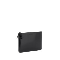 brushed leather multi-zip pouch with