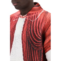 knit polo shirt with theater print