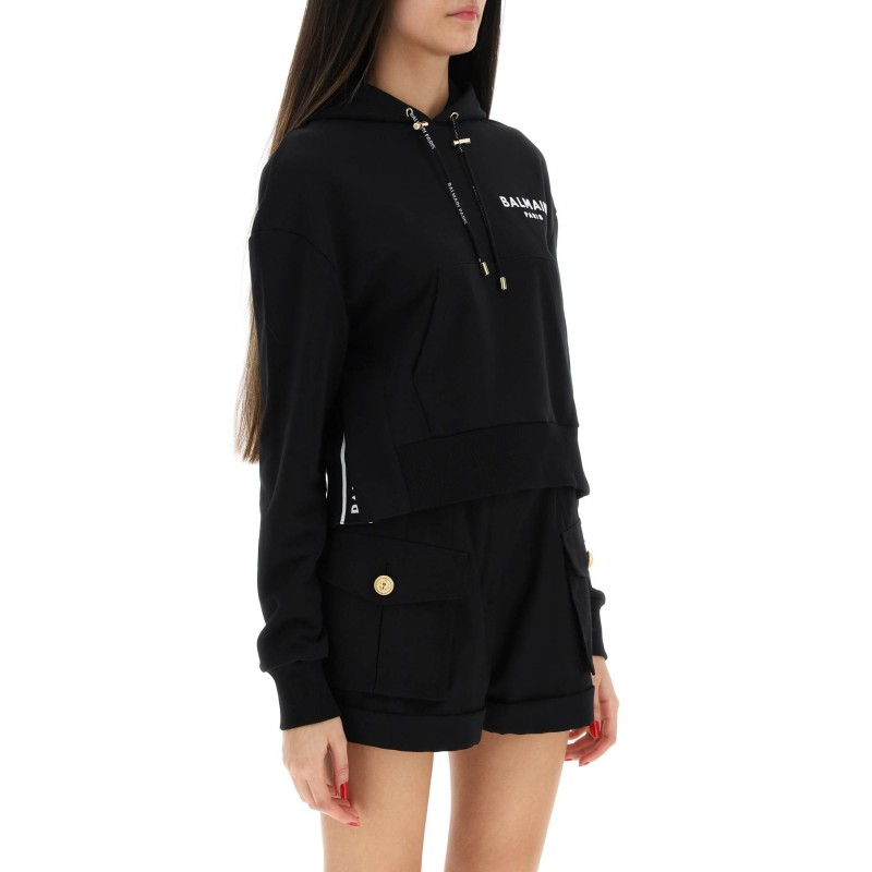 cropped hoodie with flocked logo