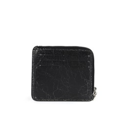 cracked leather wallet with distressed