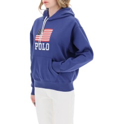 hooded sweatshirt with flag print