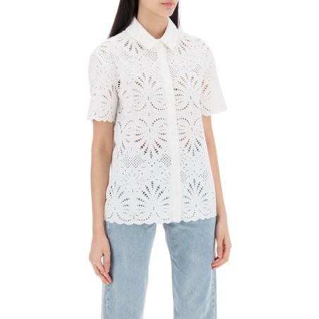 short-sleeved sangallo lace shirt