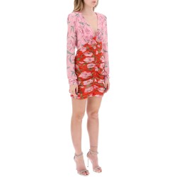 mini dress with floral print and sequins embell