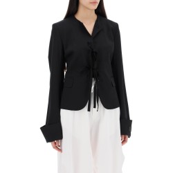 single-breasted blazer with round neck