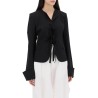 single-breasted blazer with round neck