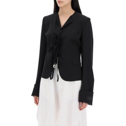 single-breasted blazer with round neck