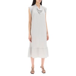 midi dress with diagonal cut in