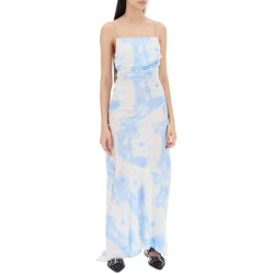 maxi printed tie-dye satin dress with r