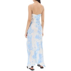 maxi printed tie-dye satin dress with r