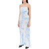 maxi printed tie-dye satin dress with r