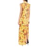 maxi sleeveless faux vinyl floral dress