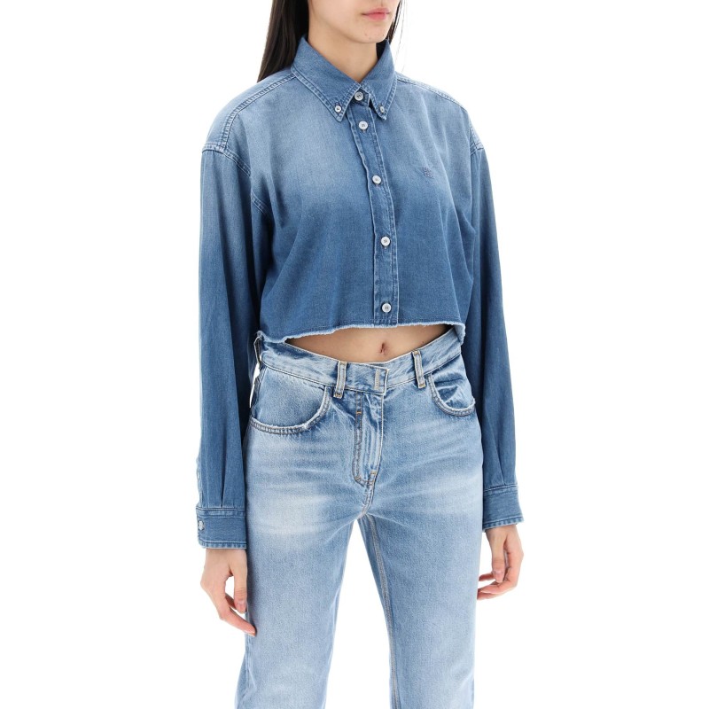 denim cropped shirt for women