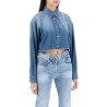 denim cropped shirt for women