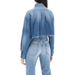 denim cropped shirt for women