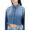 denim cropped shirt for women