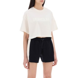 cropped t-shirt with sequin logo