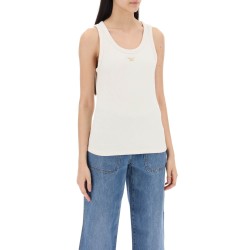 textured sleeveless top with logo