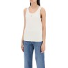 textured sleeveless top with logo