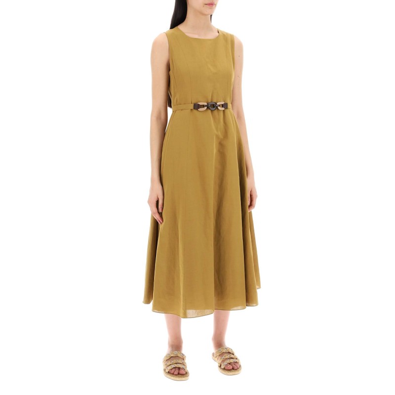 amelie midi dress in cotton and linen