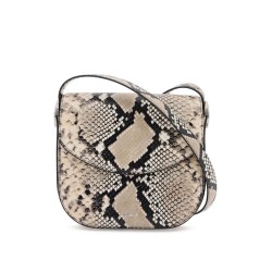 python leather coin shoulder bag with textured finish