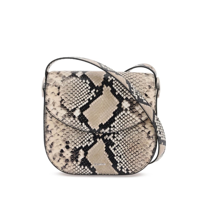 python leather coin shoulder bag with textured finish