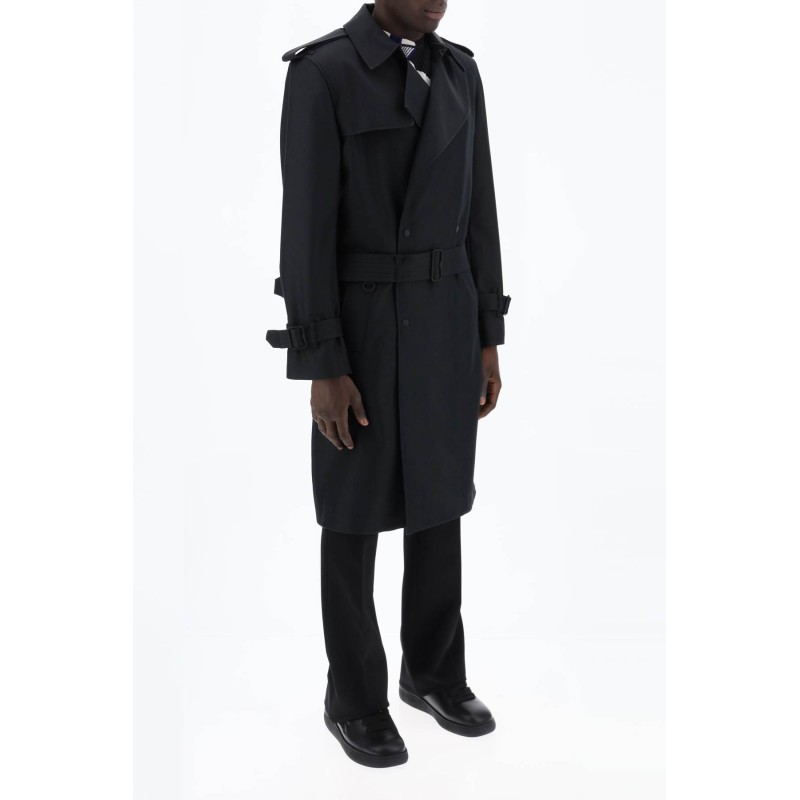 double-breasted silk blend trench coat