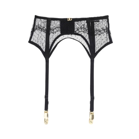 lace garter belt with logo