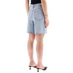 denim bermuda shorts with rhin