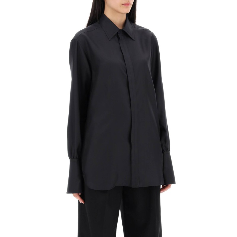 long-sleeved silk shirt