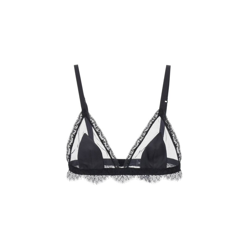 triangle satin and lace bra