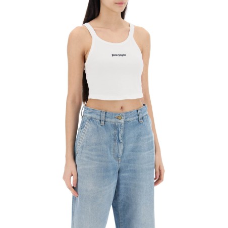 embroidered logo crop top with