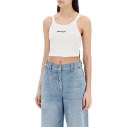 embroidered logo crop top with