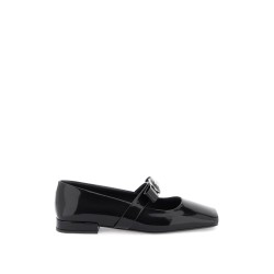 open-toe ballet flats in gianni ribbon