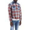 plaid western shirt with denim inserts